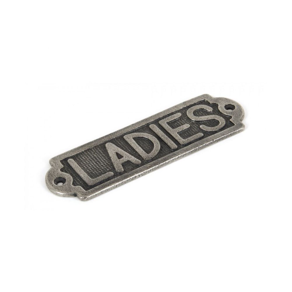 Antique Pewter Brass 'Ladies' Bathroom sign