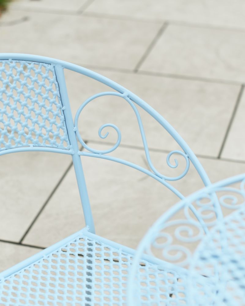 'Stonebrook' Powder Blue Two Seater Garden Dining Set Details