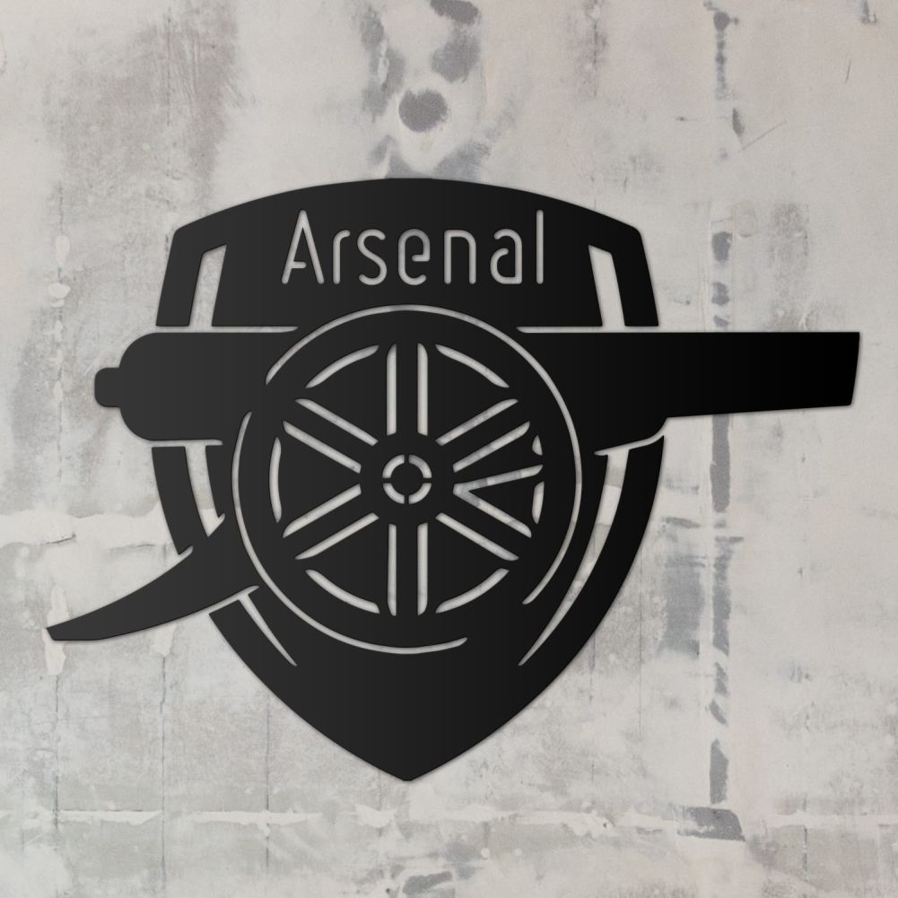 'Arsenal Cannon' Personalised Wall Art - Black On a Rustic Background