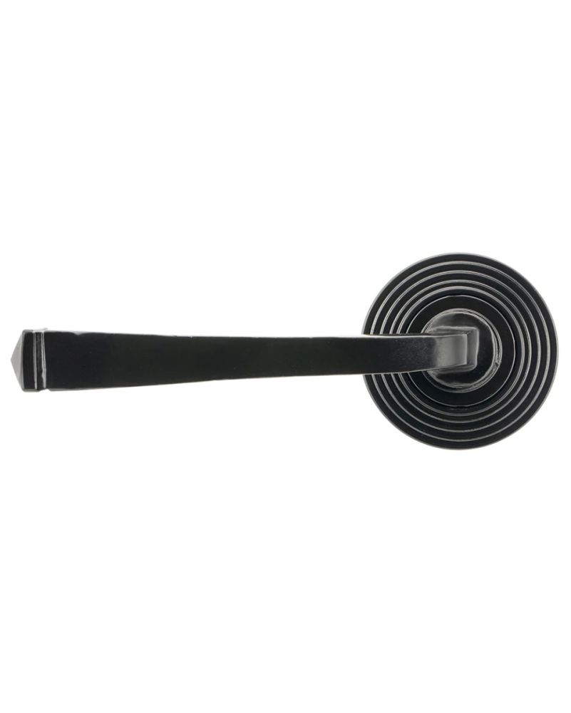 Art Deco Midnight Black Unsprung Door Handle on Beehive Rose