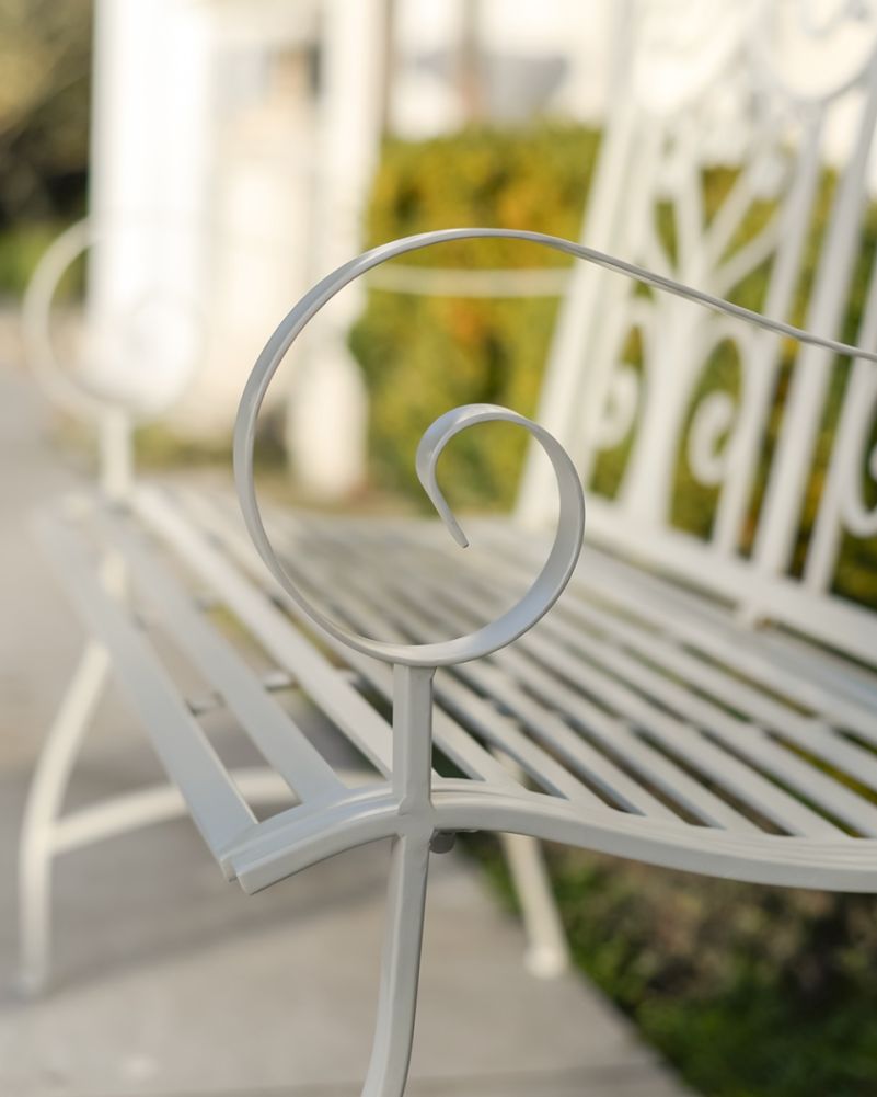 'Ashbourne' Two Seater French Cream Garden Bench Arms