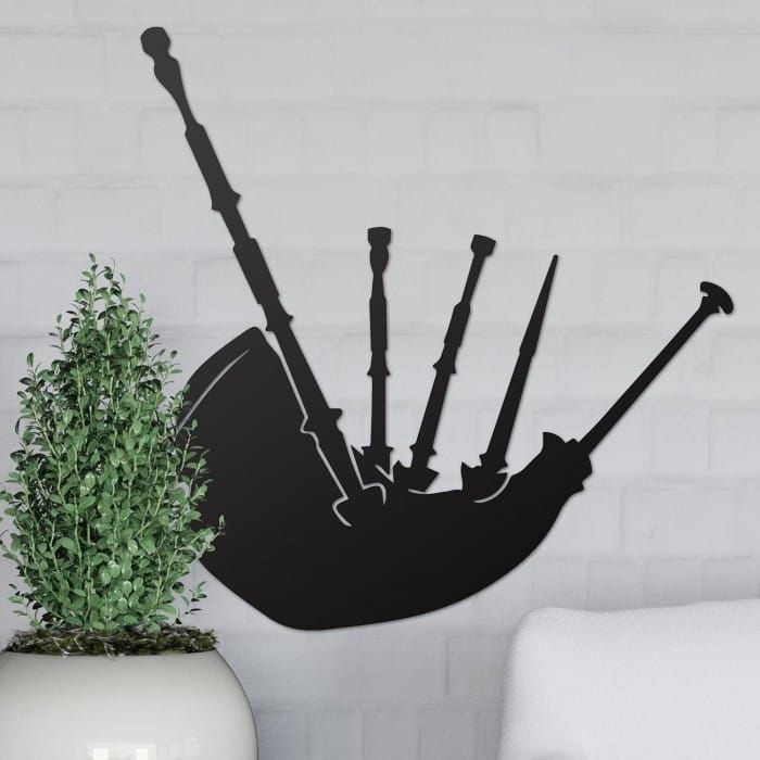 Bagpipe Wall Art on white brick wall