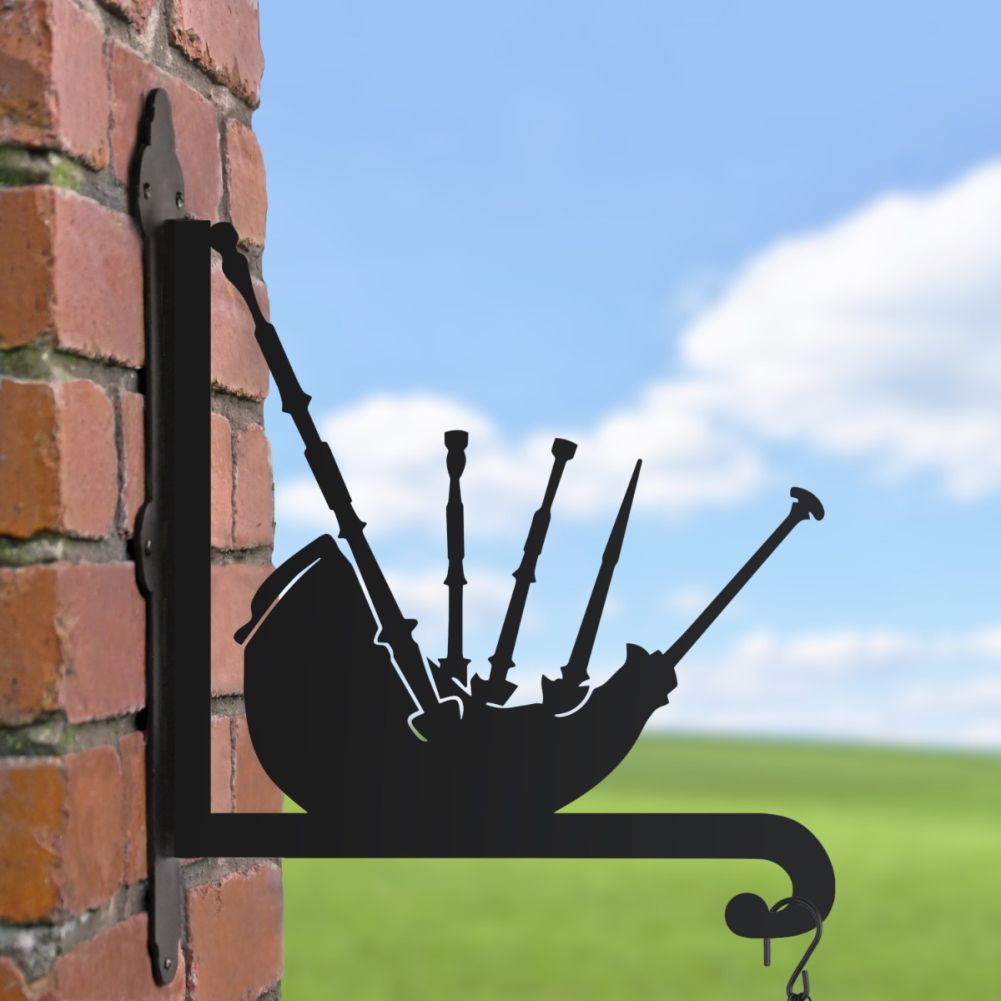 Bagpipes Hanging Basket Bracket In A Blue Sky Setting