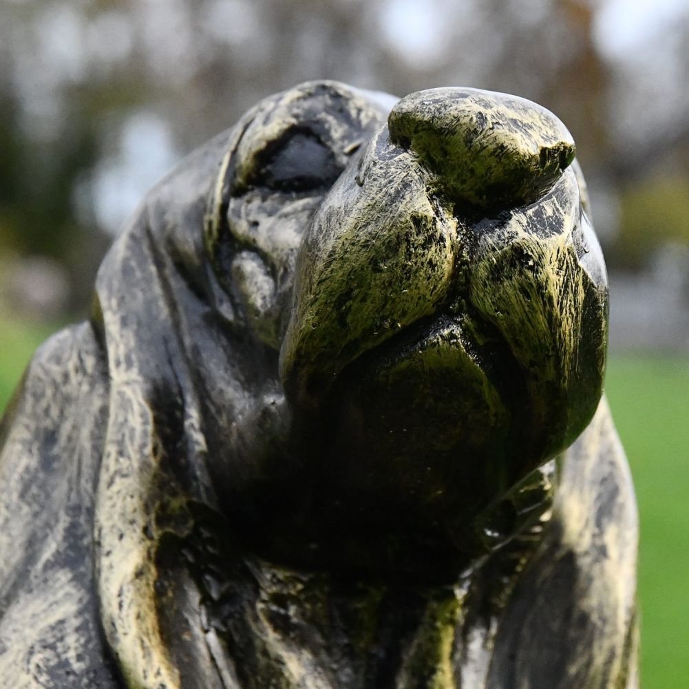 Close-up of the Antique Bronze Finish on the Face of the Basset Hound