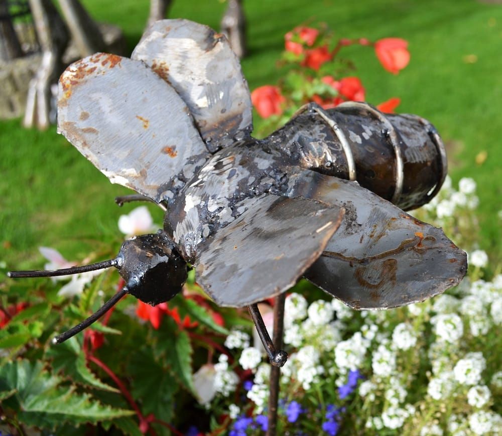 Bee on a spike garden sculpture