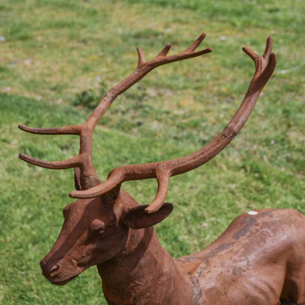 Beautiful Cast Iron Stag Sculpture-Facing Forward Above