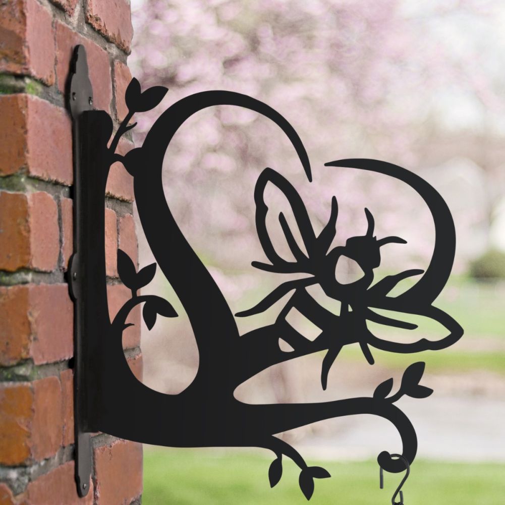 Bee & Heart Hanging Basket Bracket In A Blossom Setting