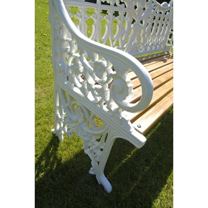 Abbey House 2 Seater Cast Iron Garden Bench - Close Up of Side