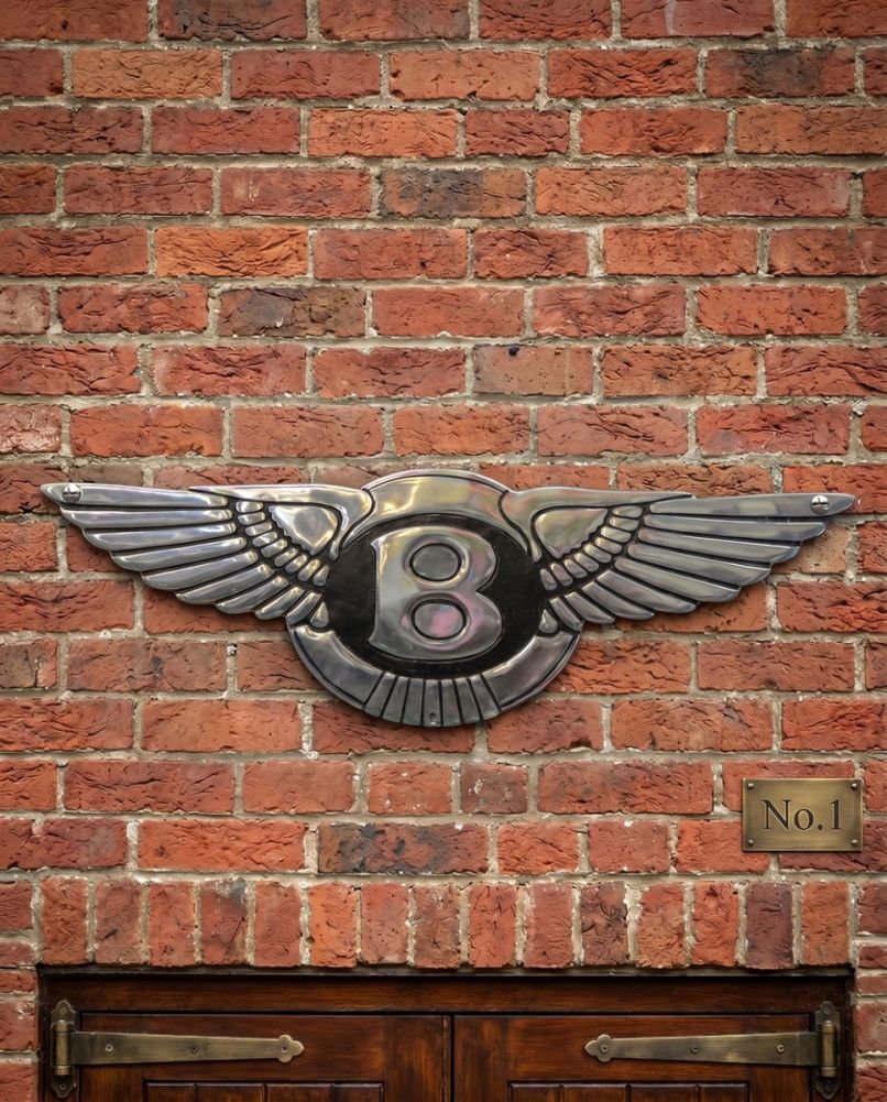 Bespoke Cast Aluminium Bentley Wings Automobilia Sign Digital Illustration