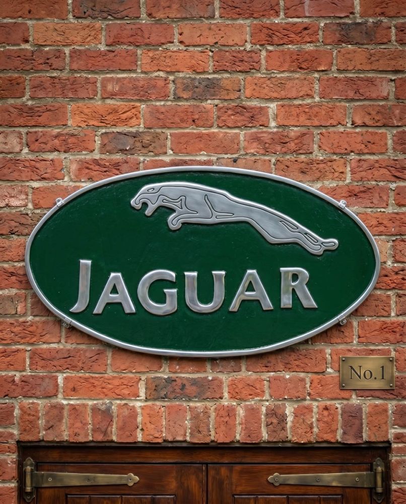 Bespoke Cast Aluminium Jaguar Automobilia Sign Digital Illustration