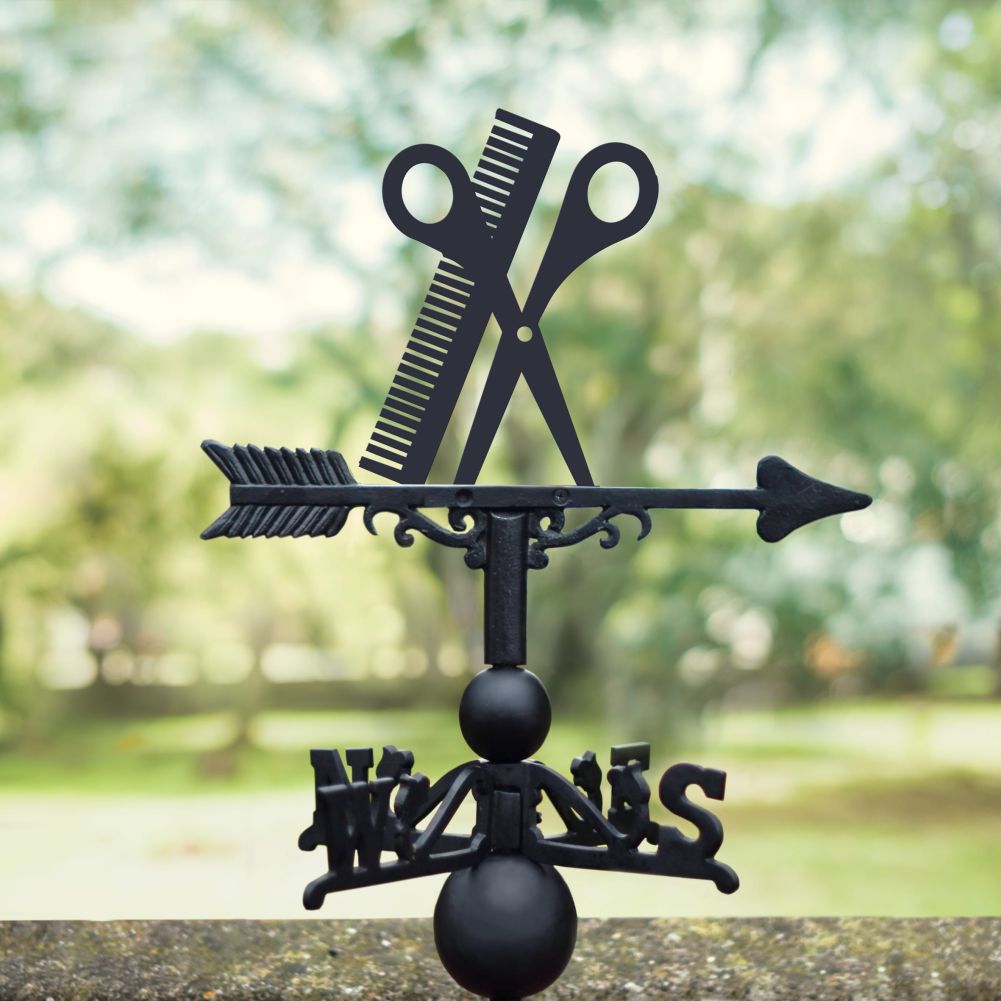Hair Dresser Weathervane in garden