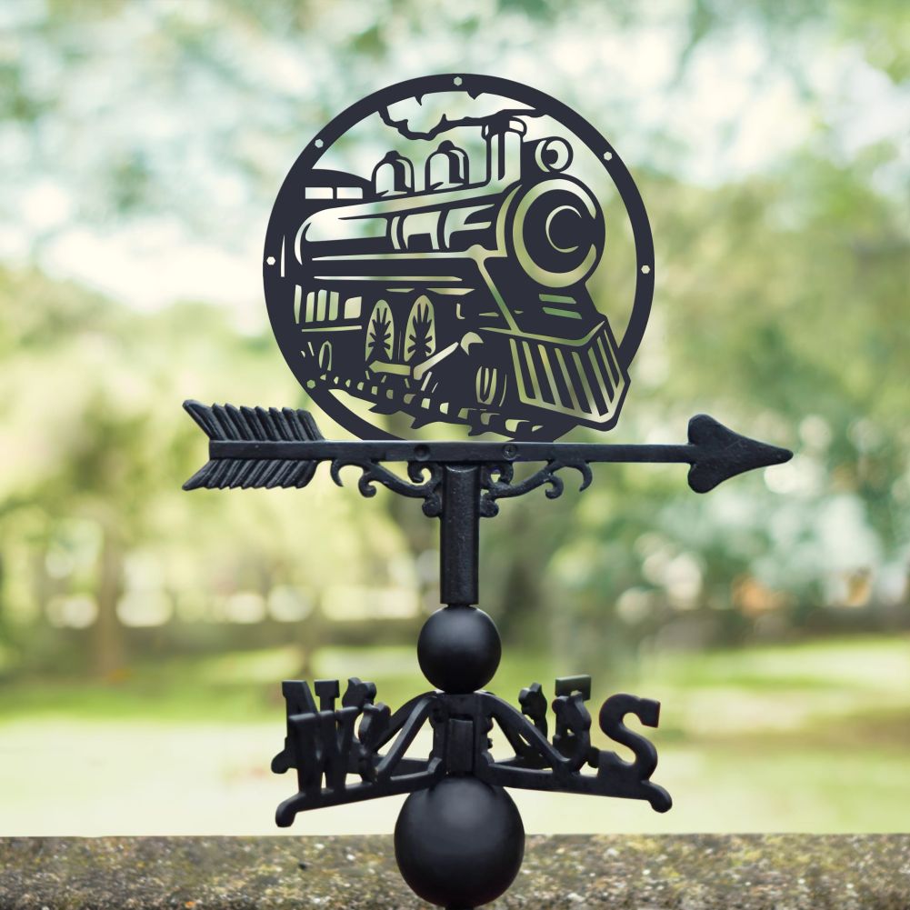 Classic Steam train weathervane in garden