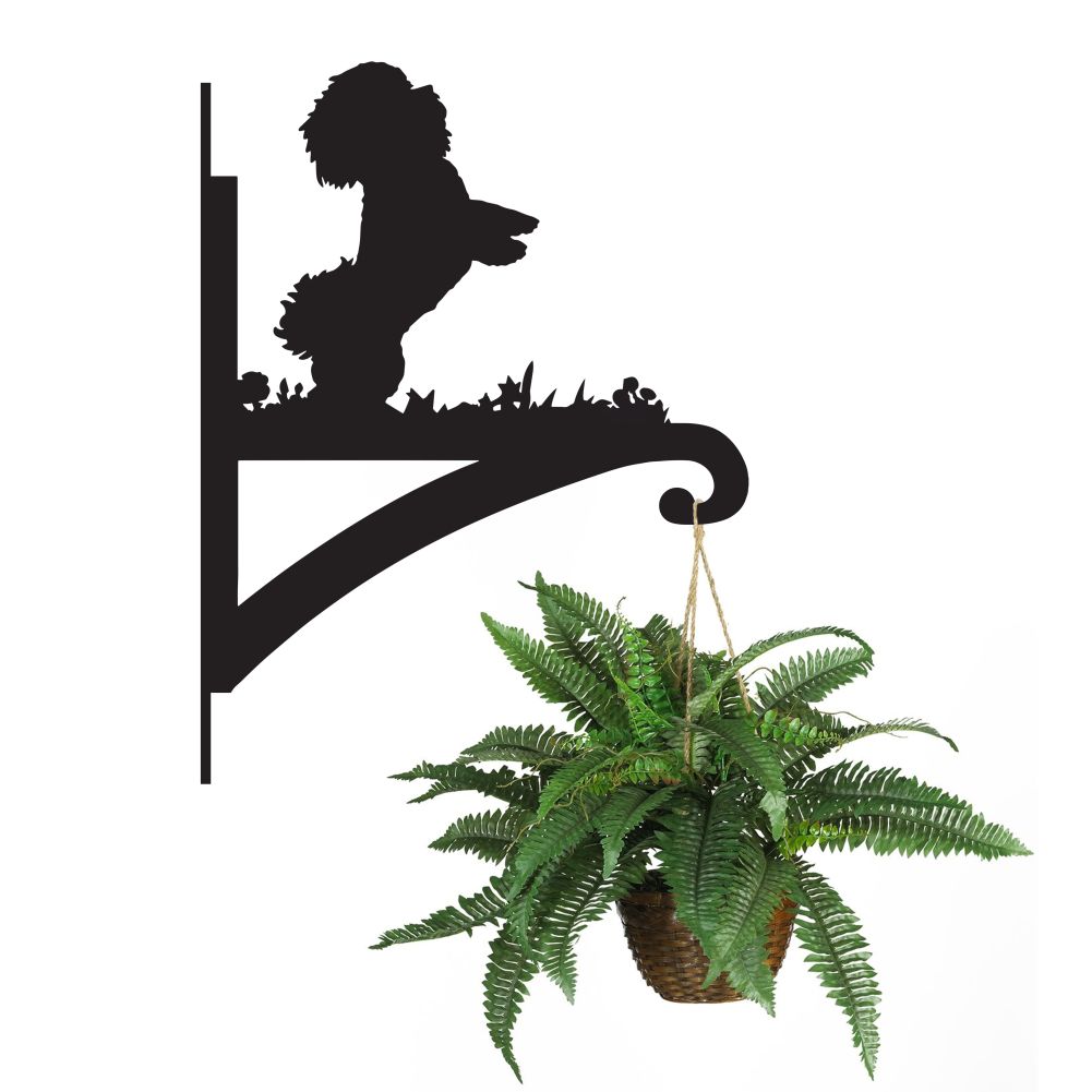 'Bichon Frise' Dog Iron Hanging Basket Bracket in Black
