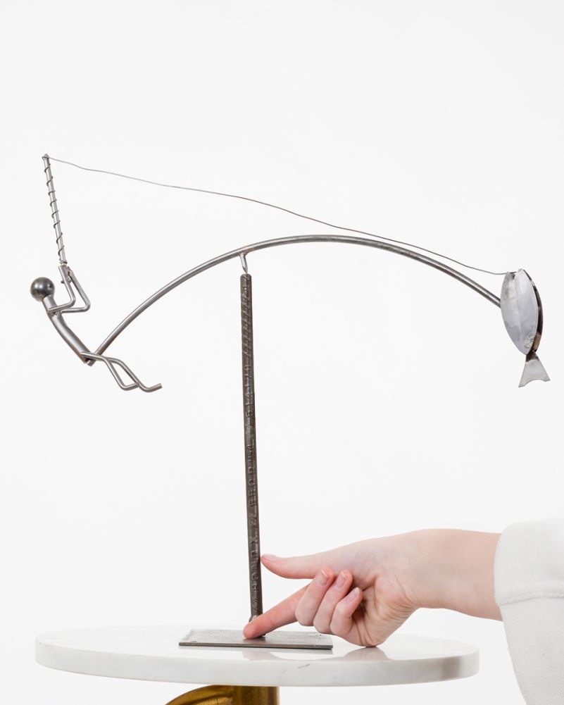 Scale Of The 'Big Catch' Scrap Metal Kinetic Balance Sculpture