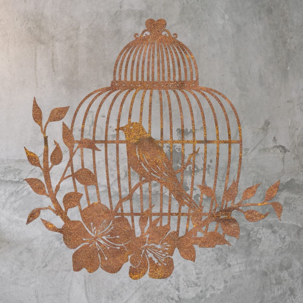 Rustic Bird Cage Wall Art On a Rustic Background