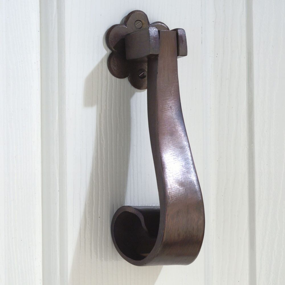 Bridgenorth Forged Door Knocker in Bronze on Door