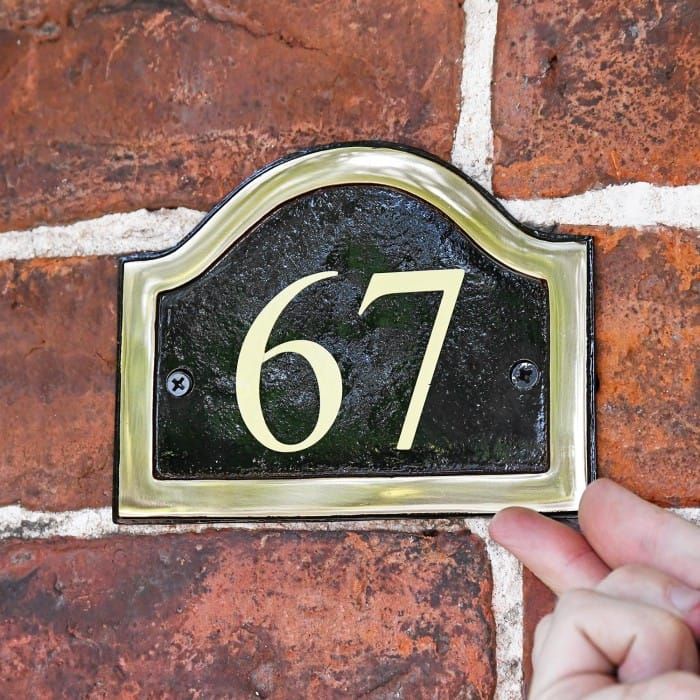 Black & Brass Arched Number Sign - Vinyl Numbers