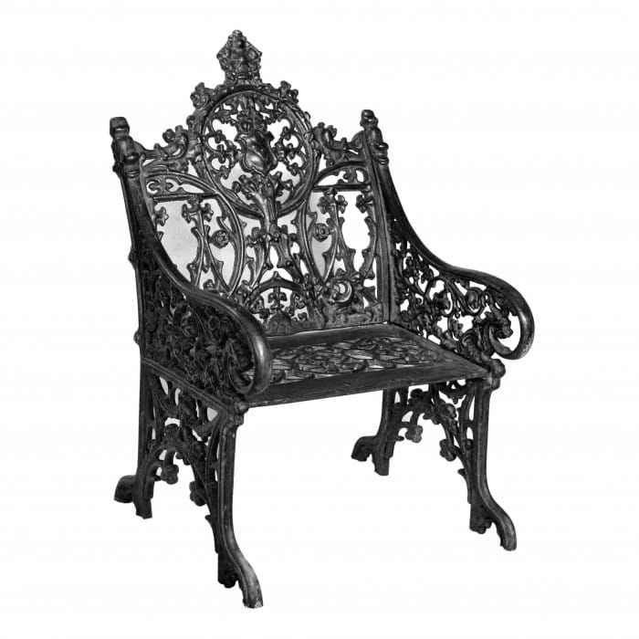 Cast Iron Gothic One Seat Bench in Black 