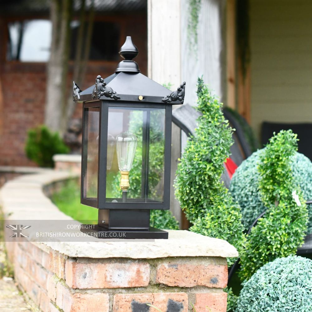 Black Contemporary Victorian Pillar Lantern - 60cm