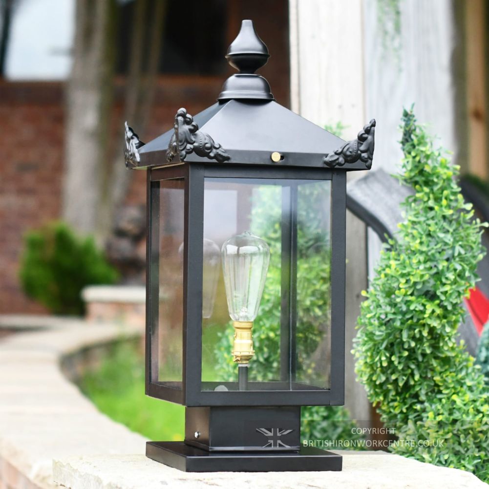 Black Contemporary Victorian Pillar Lantern - 60cm