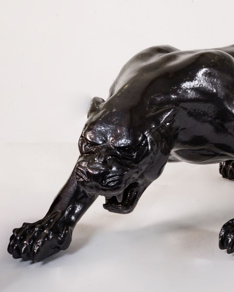 Close Up Of The Face From The Black 'Midnight Ambush' Panther Interior Ornament