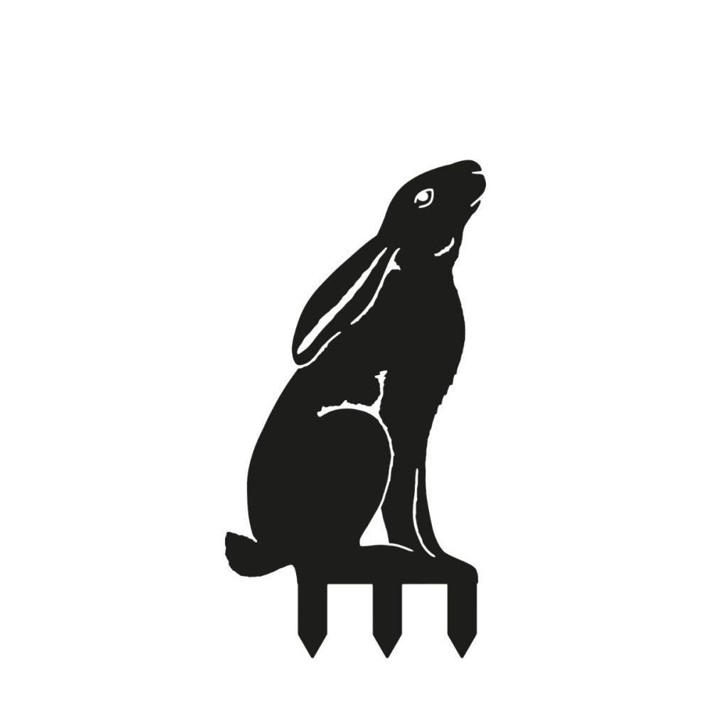 Black Moon-Gazing Hare Sheet Steel Silhouette with Spikes