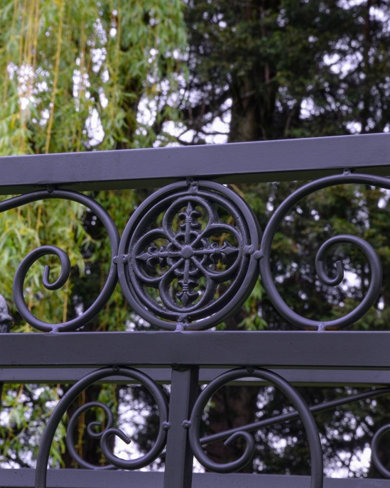Black Ornate Manderley Wrought Iron Garden Bridge Details