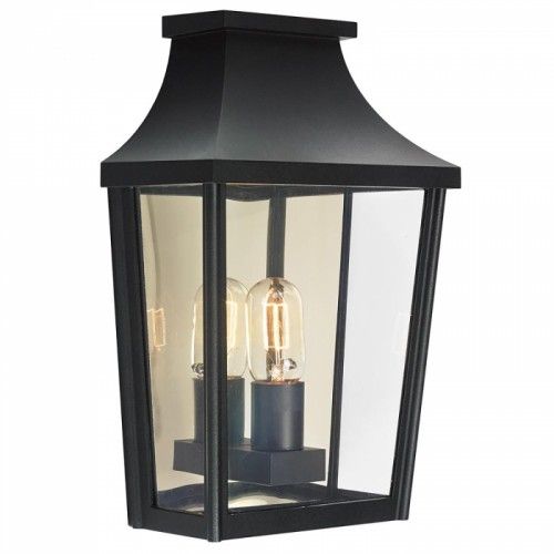 Black Victorian Flush Wall Light-39cm