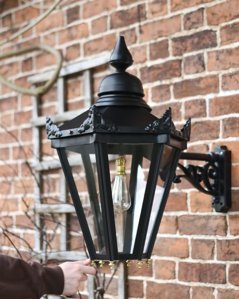 Black 'Wraysbury' Hexagonal Lantern With Bracket