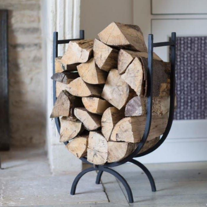 Large Black Iron Curved Log Holder - by Garden Trading