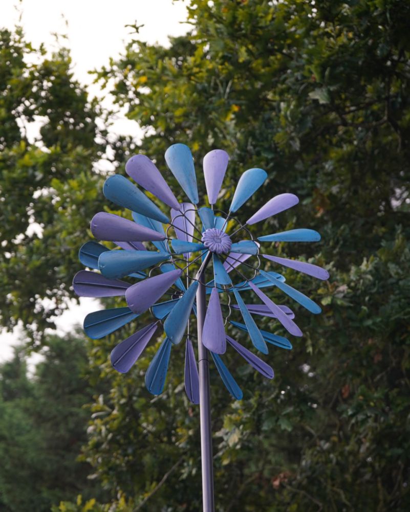 'Blossoming' Purple & Blue Wind Spinner Below