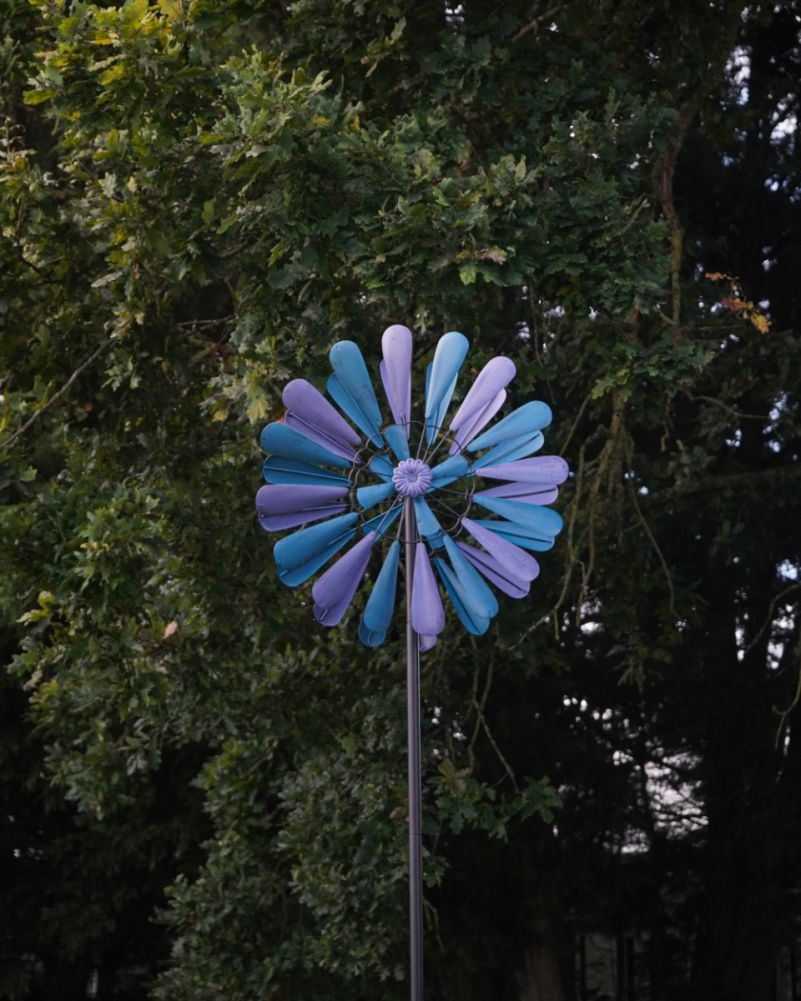 'Blossoming' Purple & Blue Wind Spinner Front