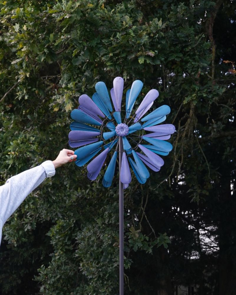 'Blossoming' Purple & Blue Wind Spinner  Scale