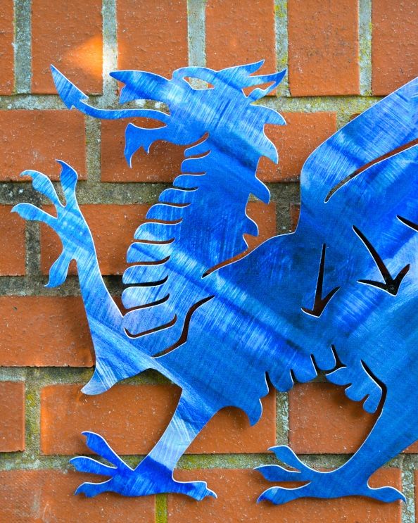 Blue Dragon Garden Wall Art Close Up