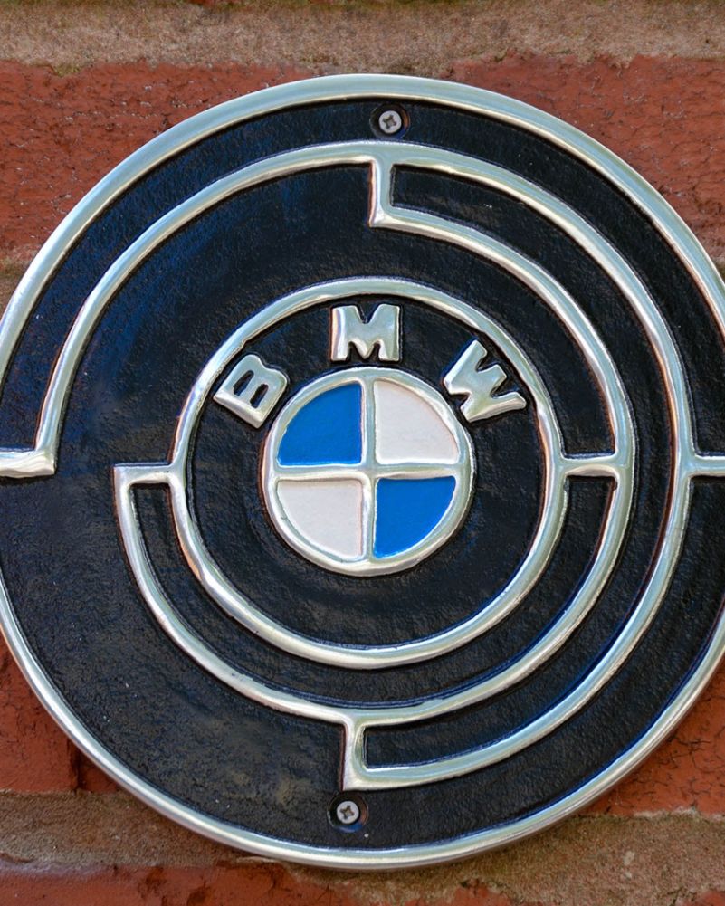 Close Up Of The BMW Cast Aluminium Automobilia Sign
