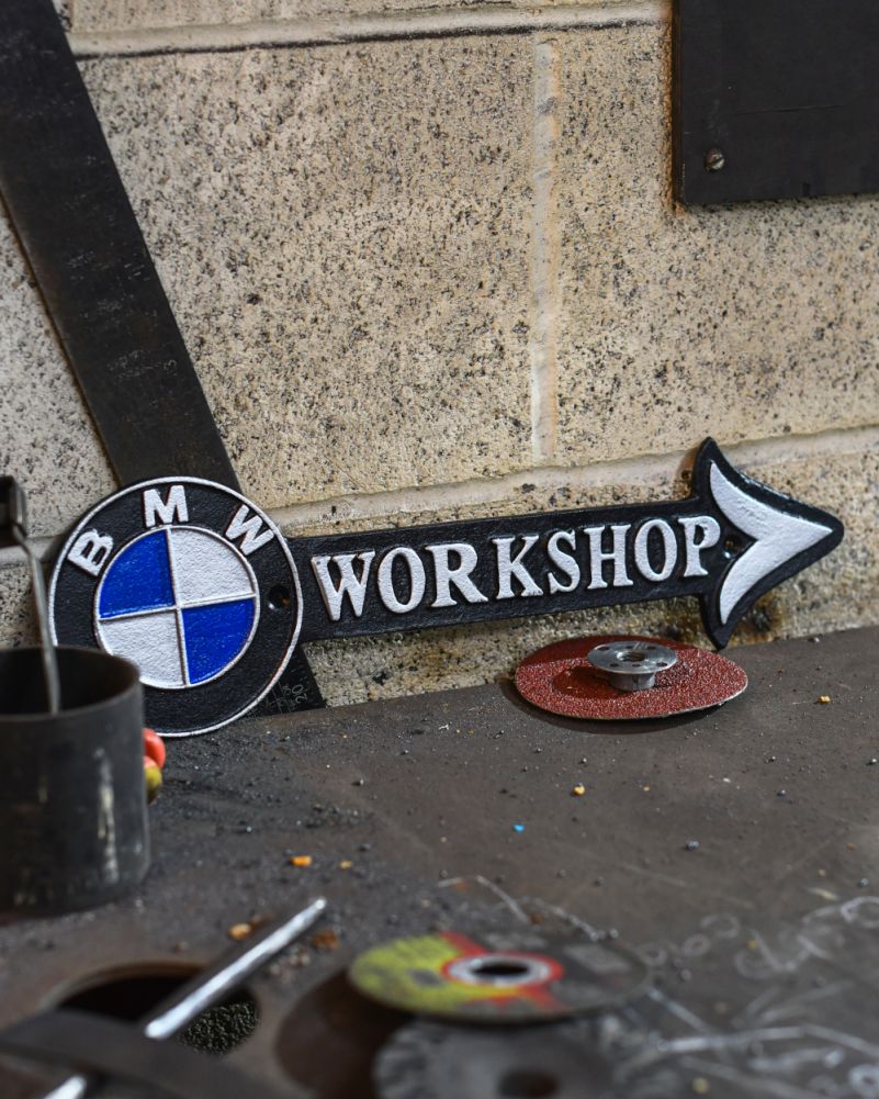 BMW Workshop Cast Iron Automobilia Sign In The Workshop