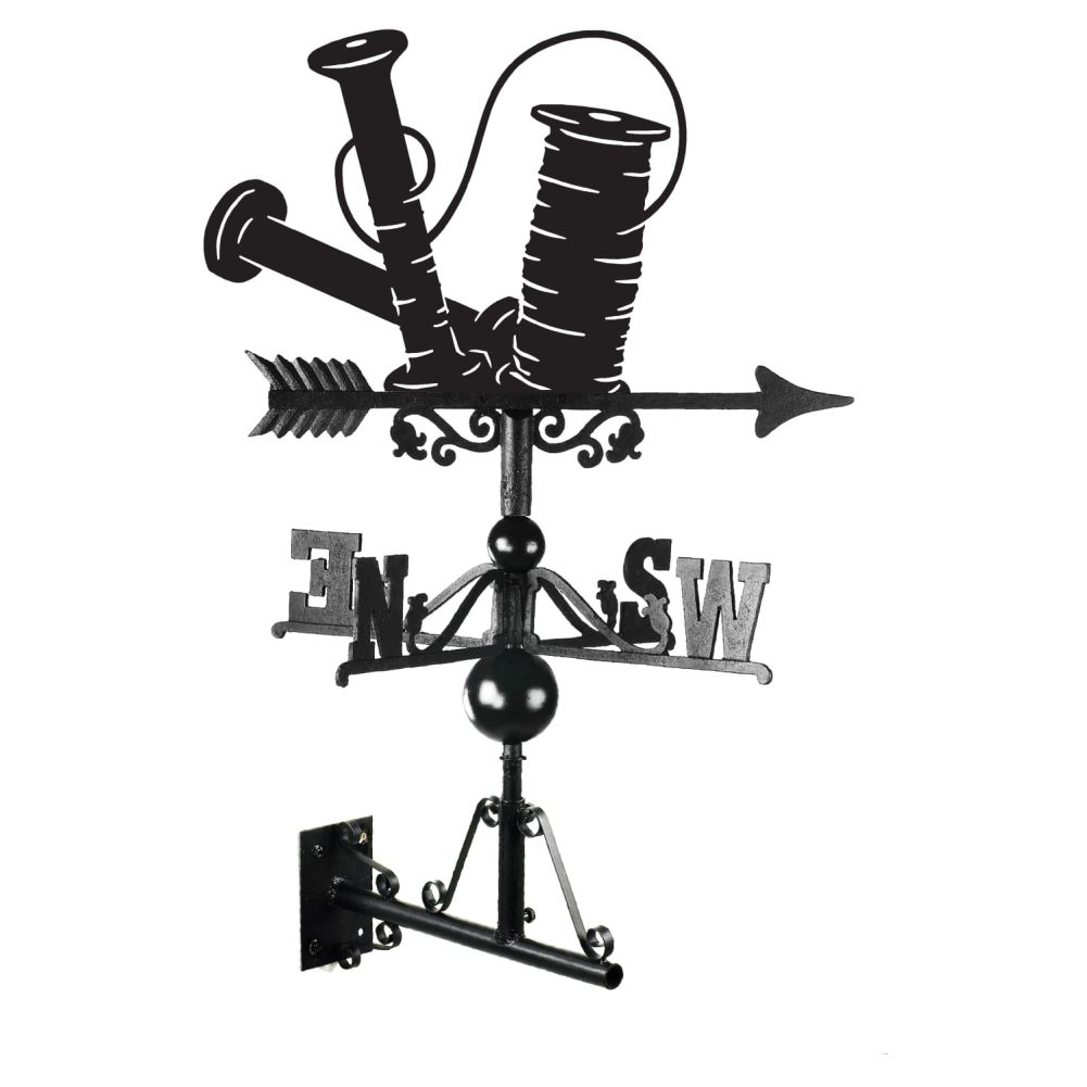 Bobbin & Thread Weathervane With Bracket on a White Background