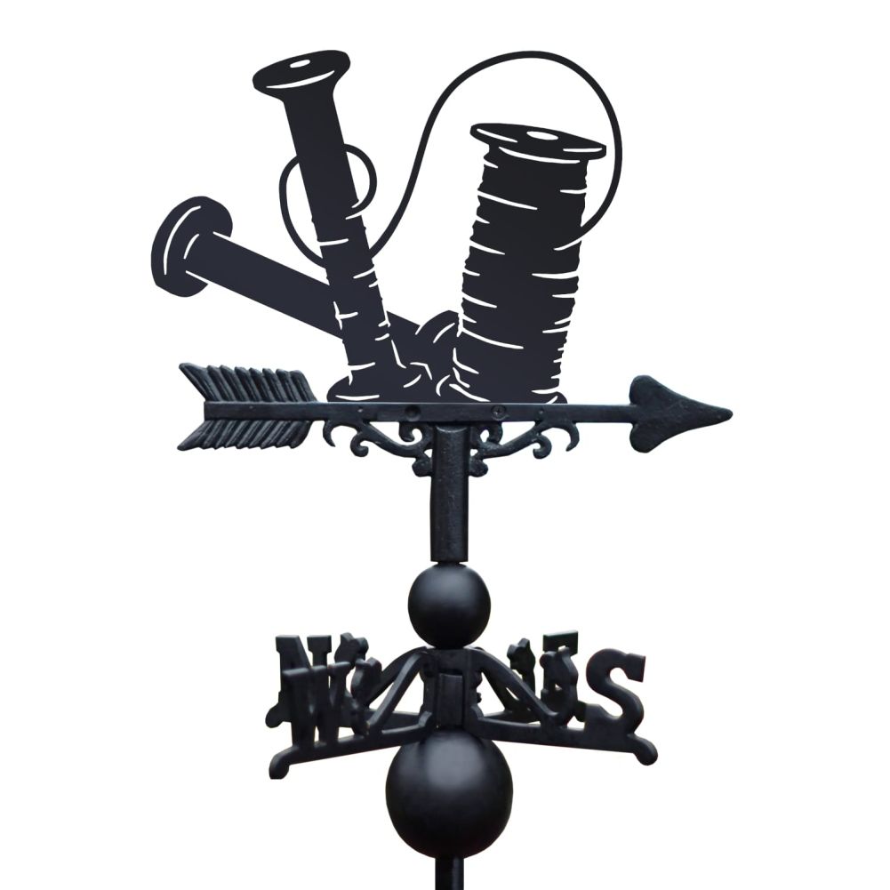 Bobbin & Thread Weathervane On a White Background