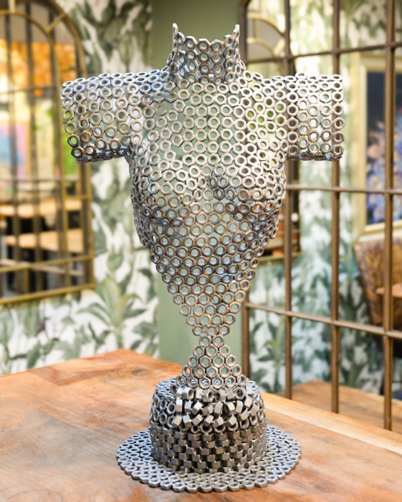 Recycled Metal Female Torso Sculpture - 78cm