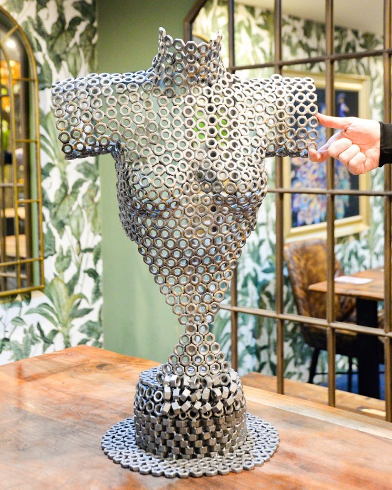 Recycled Metal Female Torso Sculpture - 78cm To Scale