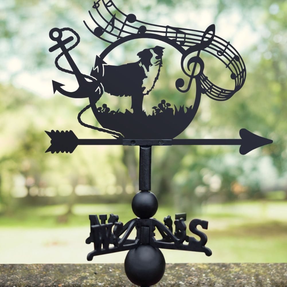Border Collie Anchor Treble Clef Weathervane
