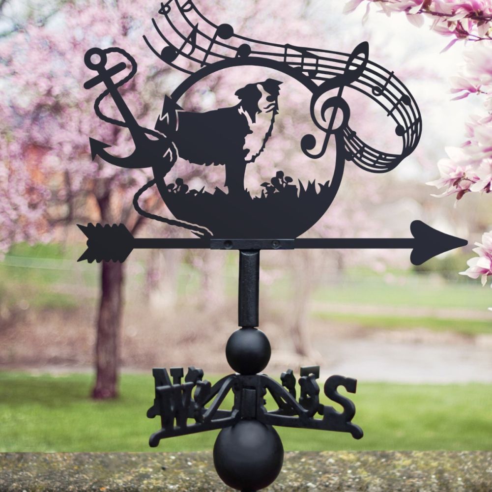 Weathervane with Border Collie Anchor Treble Clef Topper
