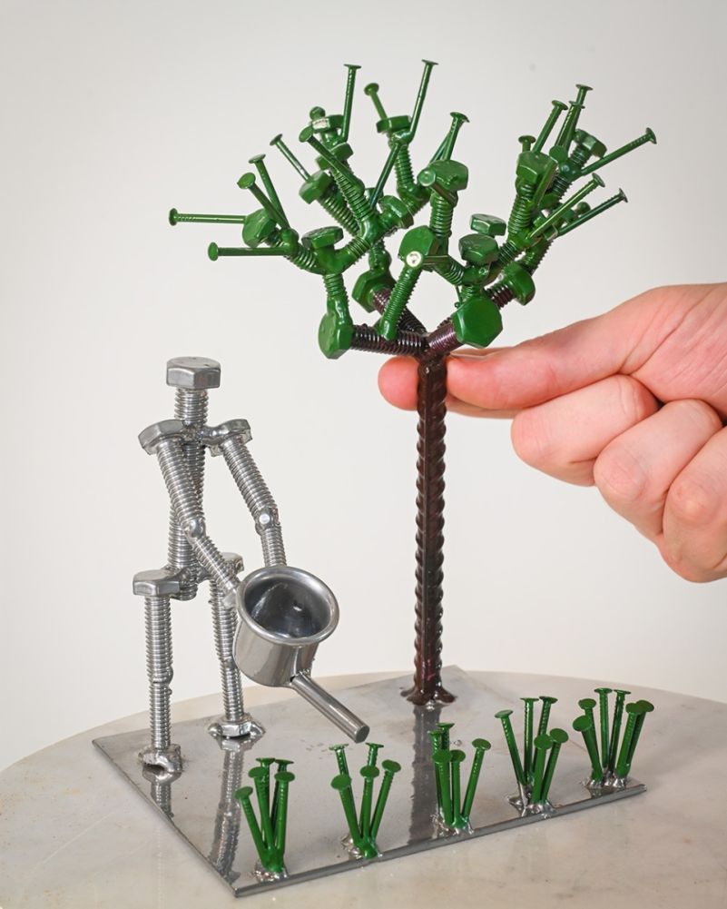 Scale of The Botanical Bolts Scrap Metal Art Sculpture