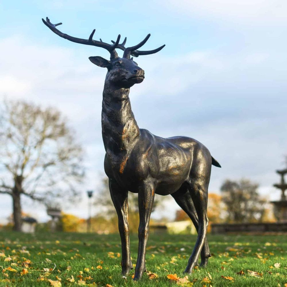 Bramble Antique Bronze Freestanding Stag Garden Sculpture