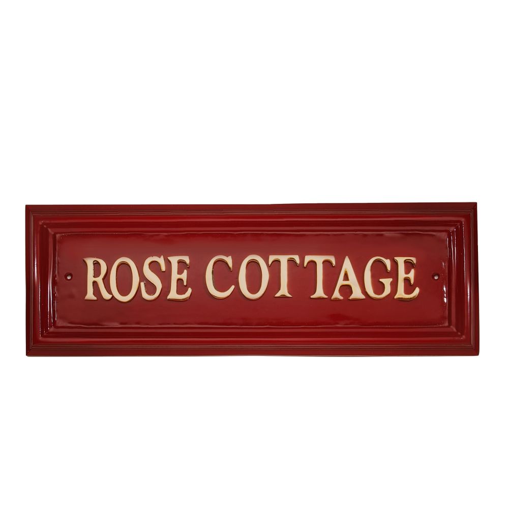 Red Rectangular House Name Sign