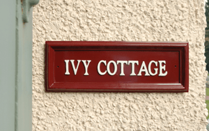 Red Rectangular House Name Sign