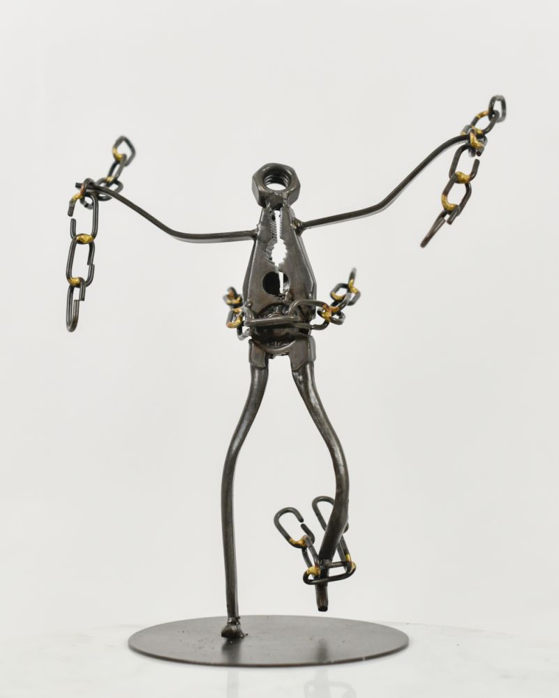 Breaking Free Scrap Metal Art Sculpture 