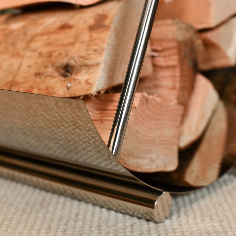 Bright Chrome Art Deco 'Hampton' Log Holder Close Up