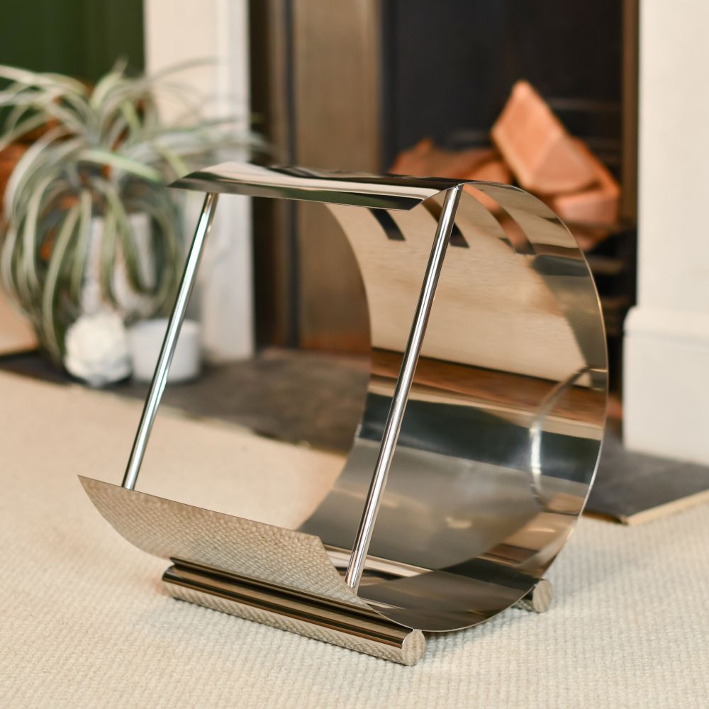 Bright Chrome Art Deco 'Hampton' Log Holder