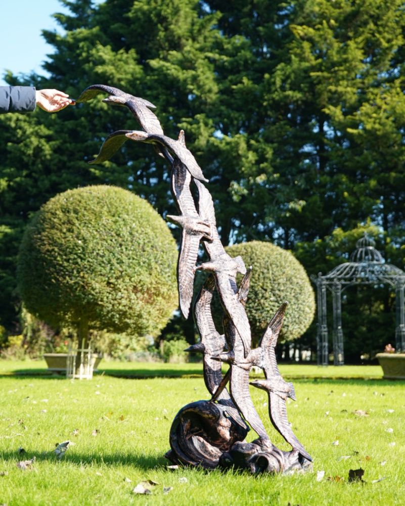 Bronze Cast Aluminium 'The Flock Of Birds' Sculpture To Scale